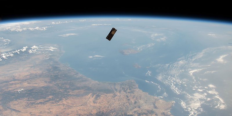 Space satellite deployed above earth